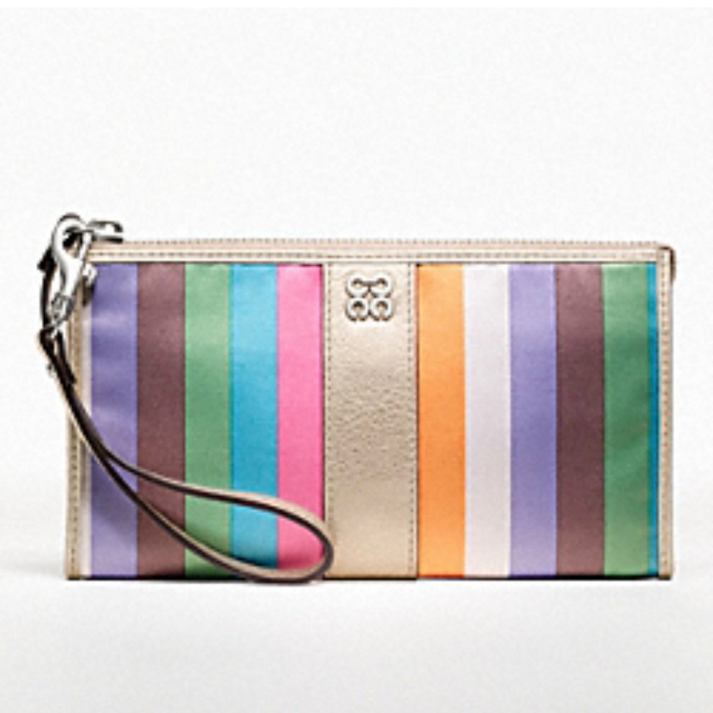 Coach Julia Legacy Stripe Large Zippy Wallet Wristlet